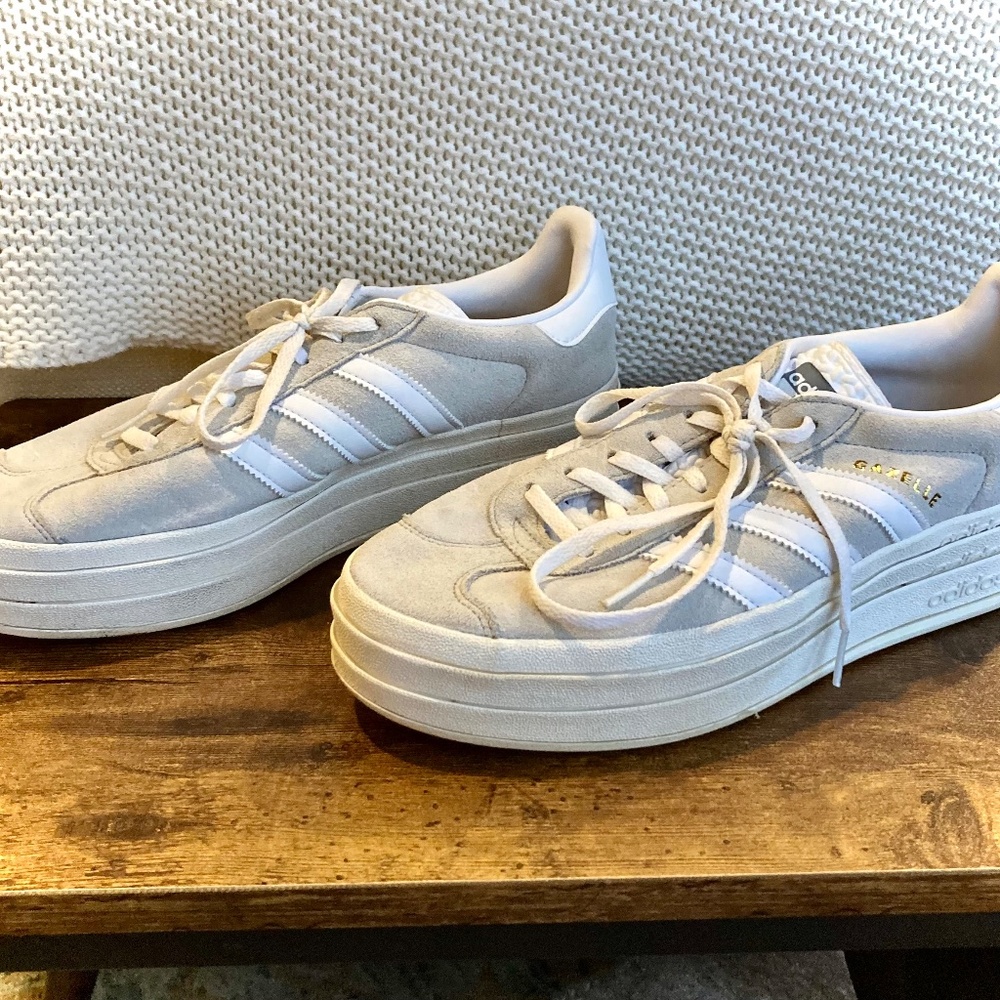 Size 10.5 Adidas Gazelle Bold Platform Sneakers in Gray